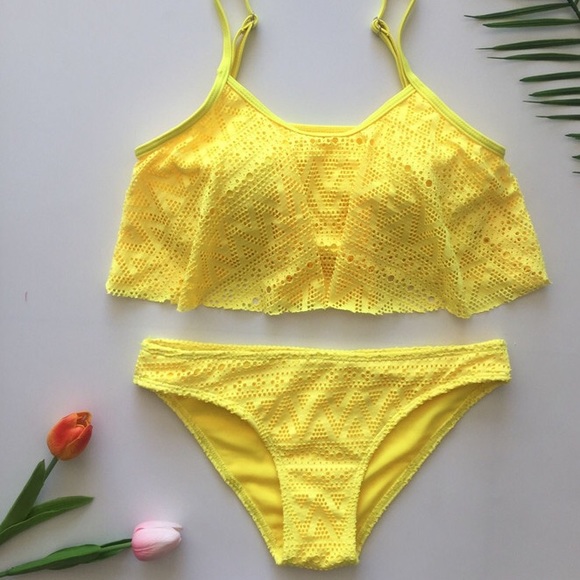 Yellow lace bikini set sw268 - Picture 2 of 3